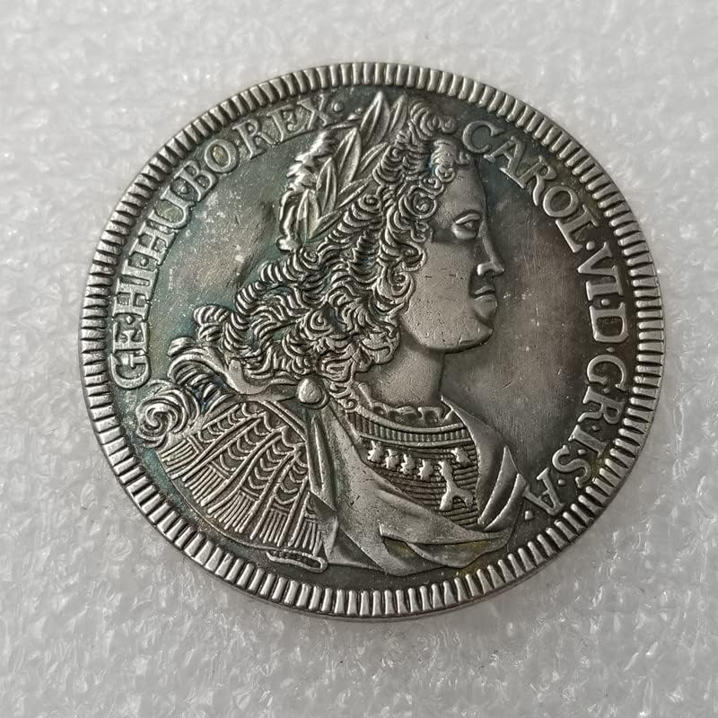 Старинни Занаяти 1728 Австрийски Посеребренный Сребърен Долар Чуждестранни Монети Антични Колекция 6