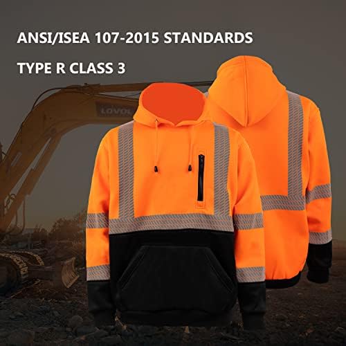 Защитно hoody с висока видимост за мъже, Светоотражающая работно облекло ANSI клас 3 hi vis на 1/4 цип, Лесна Руното