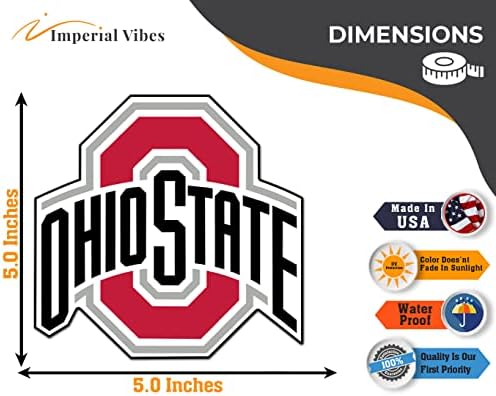 Стикер Imperial Vibes | Университет на щата Охайо, Етикети OSU Buckeyes, Vinyl Стикер, Набор от етикети на прозореца на колата, Винил 2 опаковки 5/5 см -Имп 044