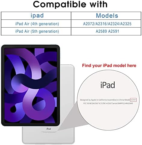 Калъф Arae за iPad Air 4 поколение 10,9 (2020) /калъф за iPad 5 Air поколение 10,9 (2022) + стойка за таблет, съвместим с iPad 7/8/9, iPad Air 5/4, iPad Pro 11/12.9