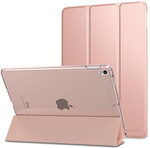 Калъф MoKo за новия iPad Air (3-то поколение) 10,52019/iPad Pro 10,5 2017 - Тънък, Лек калъф-поставка Smart, Shell с прозрачна матирана защита на задната част на панела - Rose gold (автоматично включване /изключване)