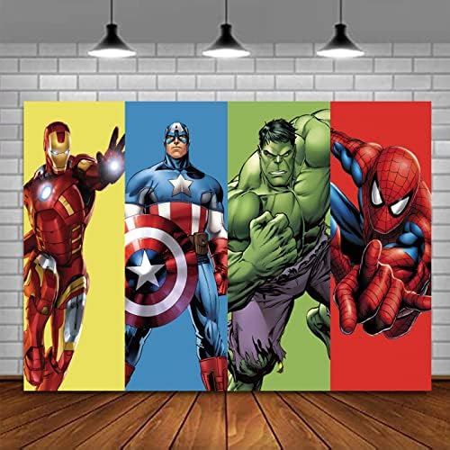Qingyann 5x3ft Marvel Фон за Парти по случай рождения Ден на Капитан Америка, Железният Човек Снимка Фон За Рожден Ден