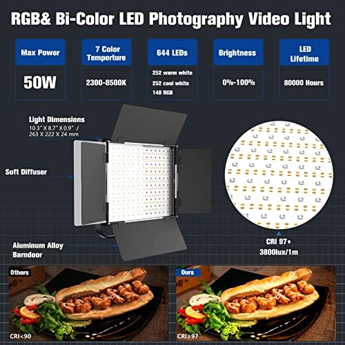Комплект RGB за фотография и видеозаснемане, 2 Комплекта Двухцветных Енергоспестяващи led студийни лампи с регулируема яркост 2300 До ~ 8500к CRI 97+ за Снимачната камера, за?