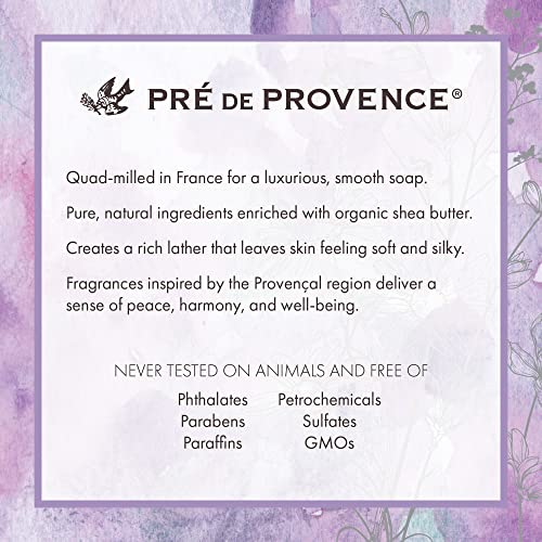 Част от сапун ръчно изработени Pre de Provence, натурален френски грижа за кожата, Обогатен с органично масло от шеа, четири пъти на мелене, за да получите гъста, гладка и увлажняющей пяна, Градински чай, 5,3 унции