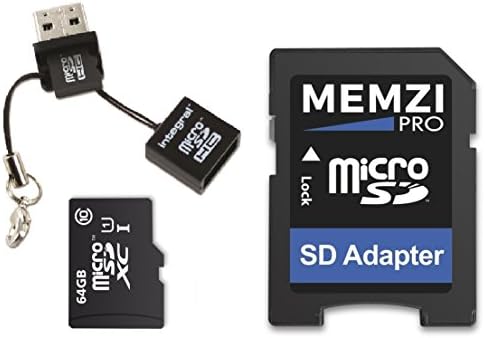 MEMZI PRO 64GB Class 10 90 MB/s. Карта памет Micro SDXC с адаптер за SD и баркод Micro USB за мобилни телефони на Samsung Galaxy Grand Prime