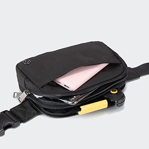 Поясная чанта Pander Everywhere за жените с 5 джоба с ципове, Поясная чанта от полиестер RPET През рамо, чантата (Черен Полиестер)