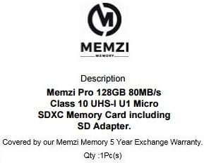 MEMZI PRO 128 GB, клас 10 80 Mb/s. Карта памет Micro SDXC с SD адаптер за Samsung Galaxy J3 Eclipse, J3 Emerge или J3 Prime Мобилни телефони