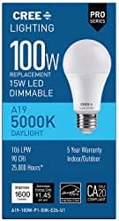 Led крушка Cree Lighting PRO Series A19 мощност 100 W, Еквивалент на дневна светлина (5000 До), С регулируема яркост, Бяла