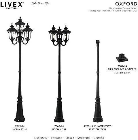 Livex Lighting 7869-14 Oxford 4 Light Outdoor 4 Централният Стълб, Черен