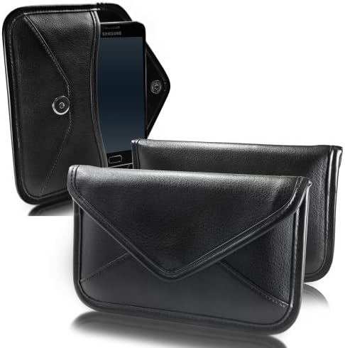 Калъф BoxWave за LG Escape Plus (Case by BoxWave) - Луксозни Кожена чанта-месинджър, дизайн своята практика-плик от изкуствена кожа за LG Escape Plus - Черно jet black