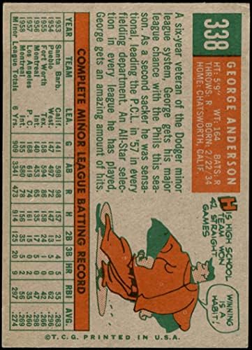 1959 Topps 338 Спарки Андерсън Филаделфия Филис (Бейзболна картичка), БИВШ+ Филис