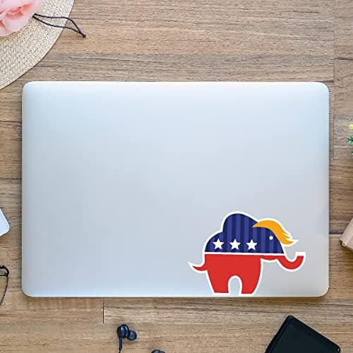 5 Опаковки за Републиканския Слон със Стикер на косата Тръмп, Автомобили Стикер 7,5 x 5,4 - Сменяем Знак, Забавен Подарък за Бронята на Колата, Прозореца на Камиона, Скейтбордов, Лаптоп