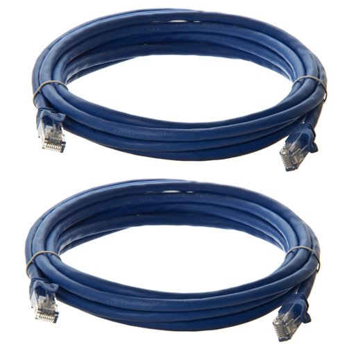 Ethernet кабел Cat6 - 10-крак Пластир кабел със синьо-позлатени контакти между фоно свещи (2 опаковки)