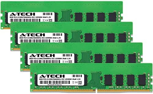 Комплект оперативна памет A-Tech обем 32 GB (4x8 GB) за SupermicroX11SSH-TF - DDR4 2666 Mhz PC4-21300 ECC, Без буфериране UDIMM 1Rx8 1.2 V - Сървър