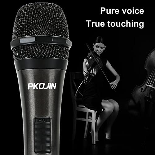 Динамичен караоке микрофон PKOJIN за пеене, Вокална Жични микрофони за караоке, Ръчен микрофон с кабел с дължина 10 Метра, Микрофони за динамика с превключвател за включване / изключване