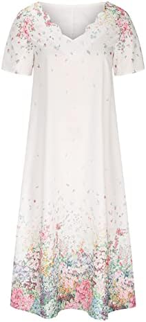 Женствена рокля Géneric на лятото 2023, Модерен Пролетно-Лятна Рокля за почивка с V-образно деколте и Къс ръкав с принтом