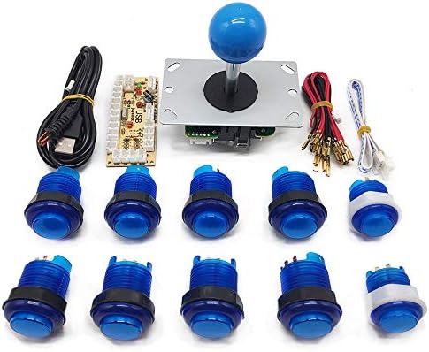 Tongmisi Аркадна игра направи си САМ led Комплект с нула закъснение USB-Энкодер за PC Аркадни Игри 8-Позиционен Джойстик + 5 В Електронни бутони с led подсветка (синьо и бяло)