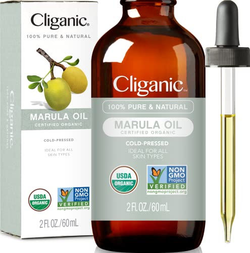 Органично масло марулы Cliganic, 2 унция - Чист - За лице и Коса | Органично Нерафинирано, студено пресовано