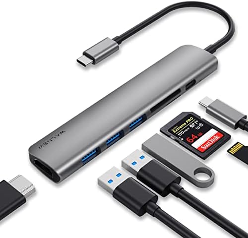 WALNEW 7-в-1 C USB Хъб, 4-в-1 Комплект адаптери C USB към Ethernet