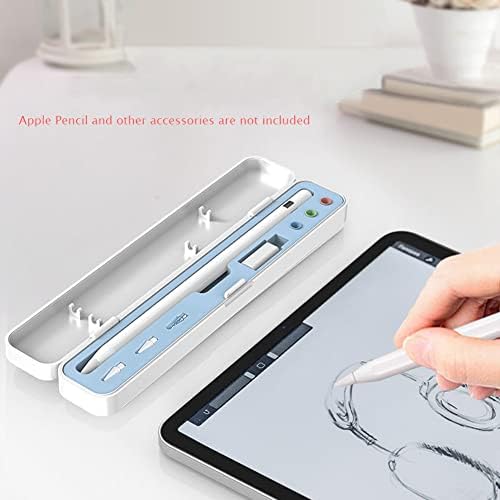 Калъф за моливи SIXFU за Apple Молив на 2-то поколение / Apple Молив 1-во поколение, Дизайн на своята практика за съхранение на накрайници на Apple Молив, писалка, аксесоари за моливи iPad (бял + син)