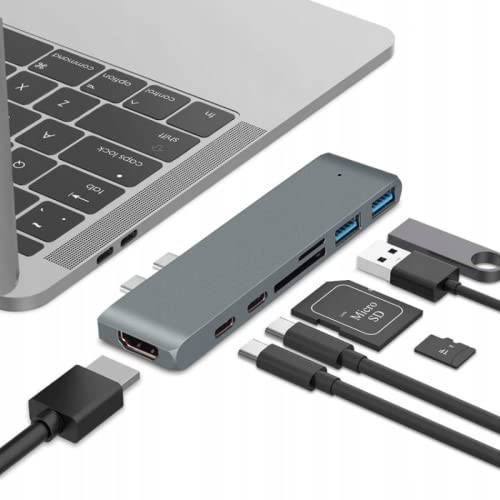 7 in1 USB Type C Hub-док-станция за MacBook Pro/MacBook Air Адаптер, 4K HDTV Хъб USB 3.0, четец на карти, Докинг станция за лаптоп USB-hub