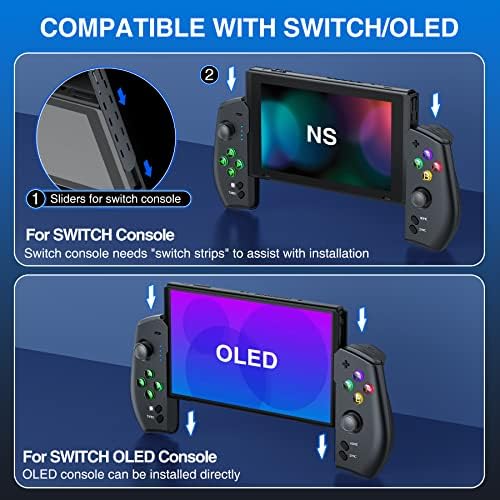 Контролери превключватели, Контролер ключове, Съвместима с контролери на Nintendo Switch / OLED, едно Парче контролер Joypad Switch Pro за ръчен режим, Безжичен контролер ключове с турбокомпресор и подсветка на бутоните