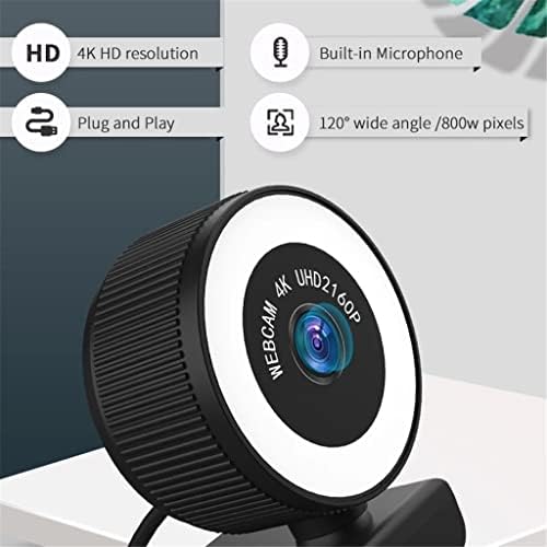 ZHUHW USB Уеб камера за 4k Уеб Камера, с Регулируема Яркост, Попълнете Лампа с Микрофон за Компютър, видео-конферентна връзка (Цвят: 2K)