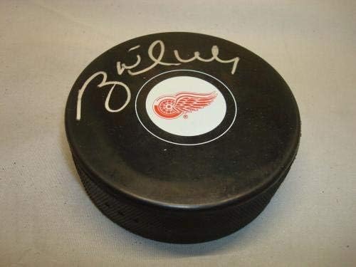 Брет Хъл подписа хокей шайба Детройт Ред Уингс с автограф на PSA/DNA COA 1Б - за Миене на НХЛ с автограф