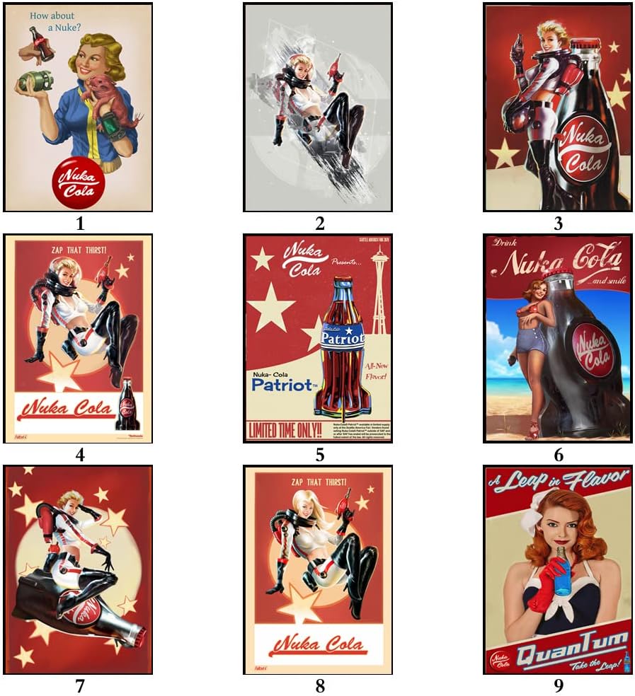 NA Комплект от 9 бр. Ретро постер на Stefan Cola с участието на момичета в стила на Пин-ъп, Алтернативна Стенни Художествена стикер за дома, Без рамка 11,6x16,5 инча (30x42 см.) X9 бр.