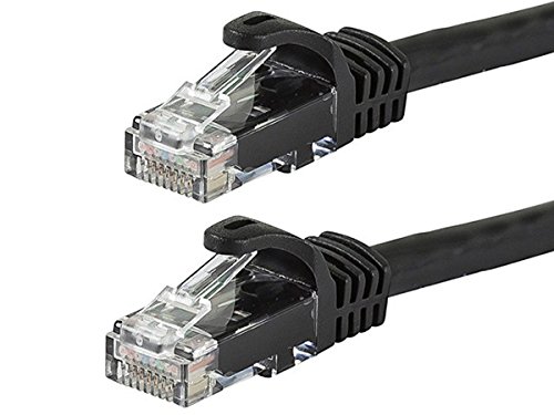 Пач-кабел Monoprice Flexboot Cat6 Ethernet - Мрежов интернет-кабел - RJ-45, Блокирани, 550 Mhz, UTP, Чисти гола носа и горната част на Меден проводник, 24AWG, 100 метра, Черен