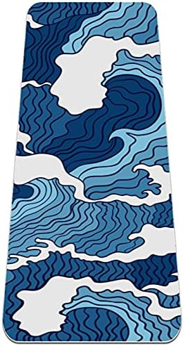 Дебела подложка за йога Siebzeh Abstract Wave Blue Print Премиум-клас, в екологично Чист Гумена подложка за здраве и фитнес, нескользящий мат за всички видове упражнения, йога и пилатес (72 x 24x 6 мм)