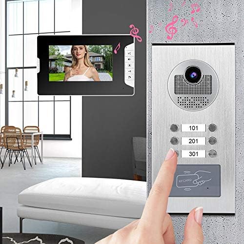 100-240 В 7-инчов видео домофон 3 монитора Smart Doorphone System Нощен звънец (американски стандарт)