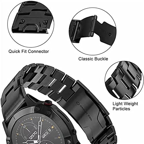 Каишка за часовник Wscebck от титанова сплав QuickFit, въжета на китката за Garmin Fenix 7X7 6 5 5X Plus/6 6X Pro 3 3HR/Forerunner 935 945, каишка 22-26 мм (Цвят: сребристо-сив, размер: 26 мм, Fenix 3 3HR)