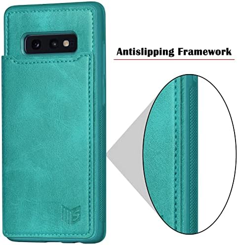 SUANPOT за Samsung Galaxy S10E Чанта-портфейл с RFID заключване, притежател на кредитна карта, калъф-награда от изкуствена кожа Защитен калъф за мобилен телефон, Дамски, Мъжки Samsung S10E, една чанта-портфейл (синьо-зелен)