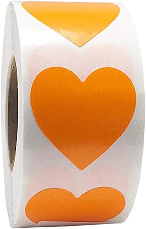 Queenbox 500 БРОЯ 1 Самозалепващи Етикети с Надпис Love, Масивна Монументална Художествена Етикет във формата на Сърце за Торбички за подаръци, Сватба Парти, Ден на Благодарността, Годишнини, Оранжево