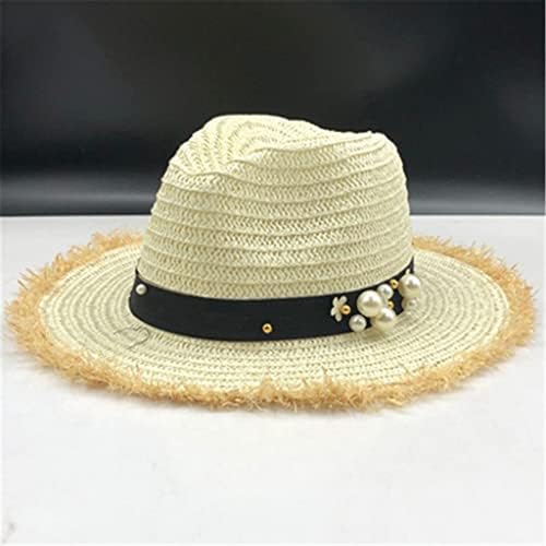 Закупуване на Джаз Сламена шапка от Лико, Годишна Пролетта женска Шапка За Релакс, Перлена Плажни Шапки От Слънце, шапка С цветя модел за момичета