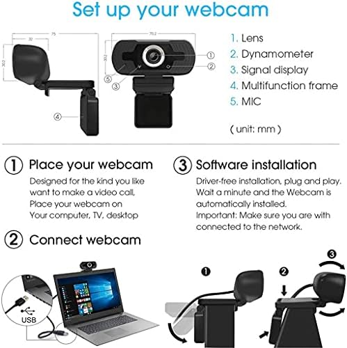 Уеб камера WALNUTA 1080p Full Hd Уеб Камера с Микрофон, Уеб Камера 1080p за Настолен компютър, Лаптоп