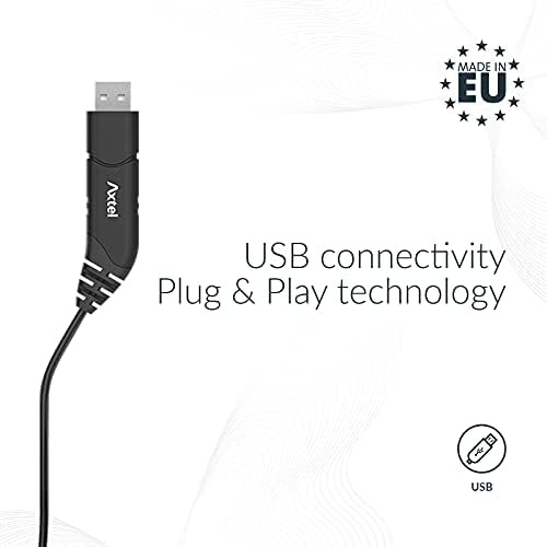 Axtel Voice USB28 HD Duo NC - стерео слушалки за USB връзка с шумопотискане, подключаемая и воспроизводимая за VoIP-софтфона, автоматично дефиниран - Оптимизирано за отбора, мащаби