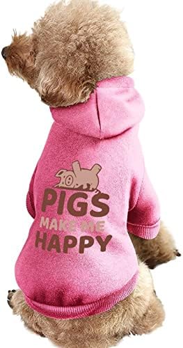Прасе Ме Правят Щастлив Персонализирани Качулки за Домашни Кучета Мека Уютна Дрехи За Кучета Дишащи Пуловери за Домашни Любимци с Шапка M