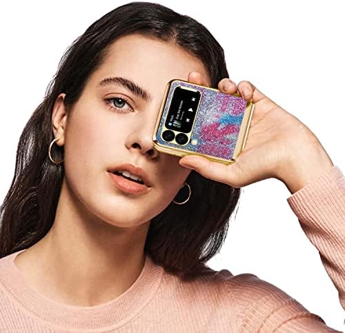 Калъф Galaxy Z Flip 3: Лъскав Калъф за мобилен телефон, Защитни Капаци с пръстен-стойка за Samsung Galaxy zflip3 5g 2021 за Момичета и Жени (Цвят D)