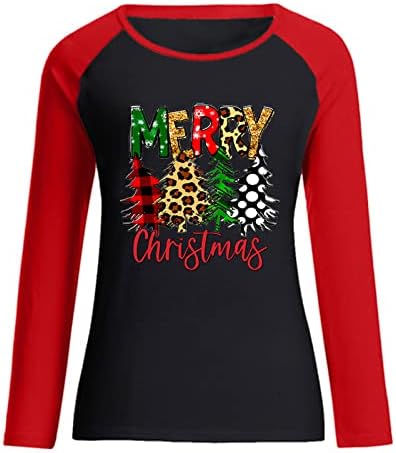 Hoody весела Коледа за жени 2022, цветен блок, весела Коледа, Коледен празник, пуловер с забавен писмото принтом тениска