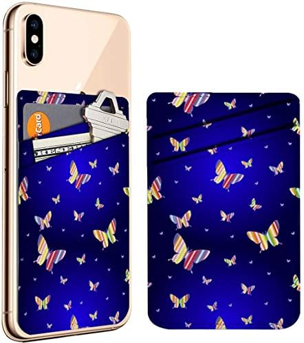 (Пеперуди) Стикер за мобилния телефон на лична карта, Кредитна карта, Кожен Държач, джоб за портфейла, калъф, Съвместим с iPhone, Samsung Galaxy с Android