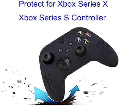 Калъф за контролер от серията Xbox, калъф Hikfly, Съвместим с калъф за писалки контролер от серията Xbox X/S Силиконов калъф за контролера x2 с нескользящими шипове и 8 бр. капачки за писалки за палеца (черен, бял)