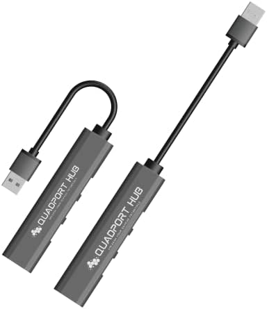 Четырехпортовый 4-портов хъб USB 3.0, USB хъб с или хъб USB A, подходящ за лаптоп, PC, Mac, Xbox, PS5 и много други! Включва USB удължителен кабел и кабел (USB Type-A)