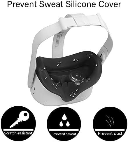 Комплект аксесоари за Oculus Quest 2 VR, Луксозни Подплата зад гърба си и Непромокаемая Силиконов Тампон за лице, Маска за слушалки Oculus Quest 2 VR (Черен капак на обектива и черен панел на главата)