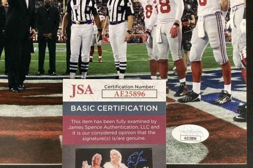 Джеф Фиглз Подписа Снимка с Автограф 8x10 Football vs Patriots Super Bowl Илай JSA - Снимки NFL с автограф