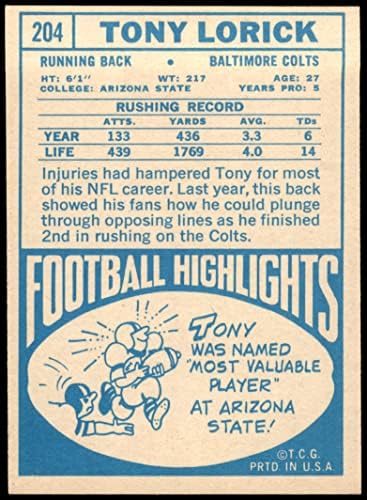 1968 Topps 204 Тони Adinua Балтимор Колтс (Футболна карта) EX/MT Colts Аризона Св.