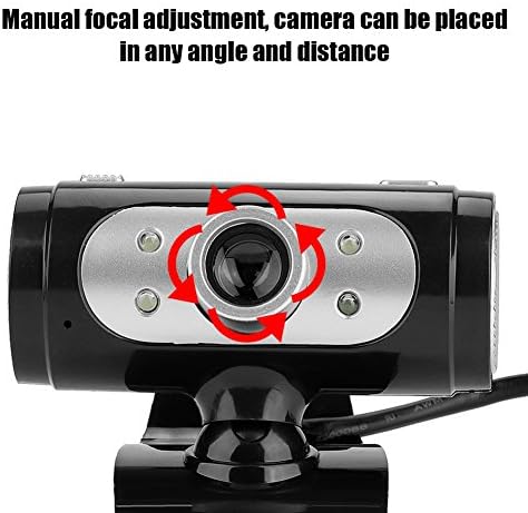 USB-камера, USB2.0 720 PC Camera HD USB Уеб камера за лаптоп led подсветка Черен на цвят, с дължина 1,45 м
