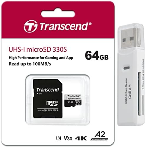 Transcend 256GB (1 опаковка) Високопроизводителния карта памет microSDXC 330S за игри, смартфони и камери в комплект с (1) устройство за четене на GoRAM (256 GB)