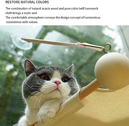 Хамак за котки от масивна дървесина TZGD, Хамак за котки с трайно вендузата, дишаща мрежа, подвижни и моющийся, подходящи за дребни и средни животни вътрешен Размер: 584051 см